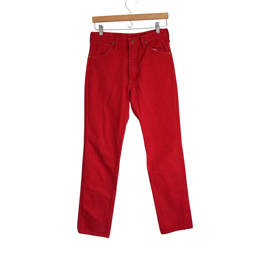 Wrangler Jeans 30 33.5 Red Cowboy Cut Slim Straight High Rise Women Western Vtg